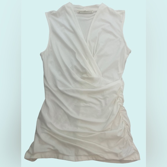 Peruvian Connection Europa Wrap Pima Cotton White Sleeveless Top Normcore Lux M - Picture 3 of 3